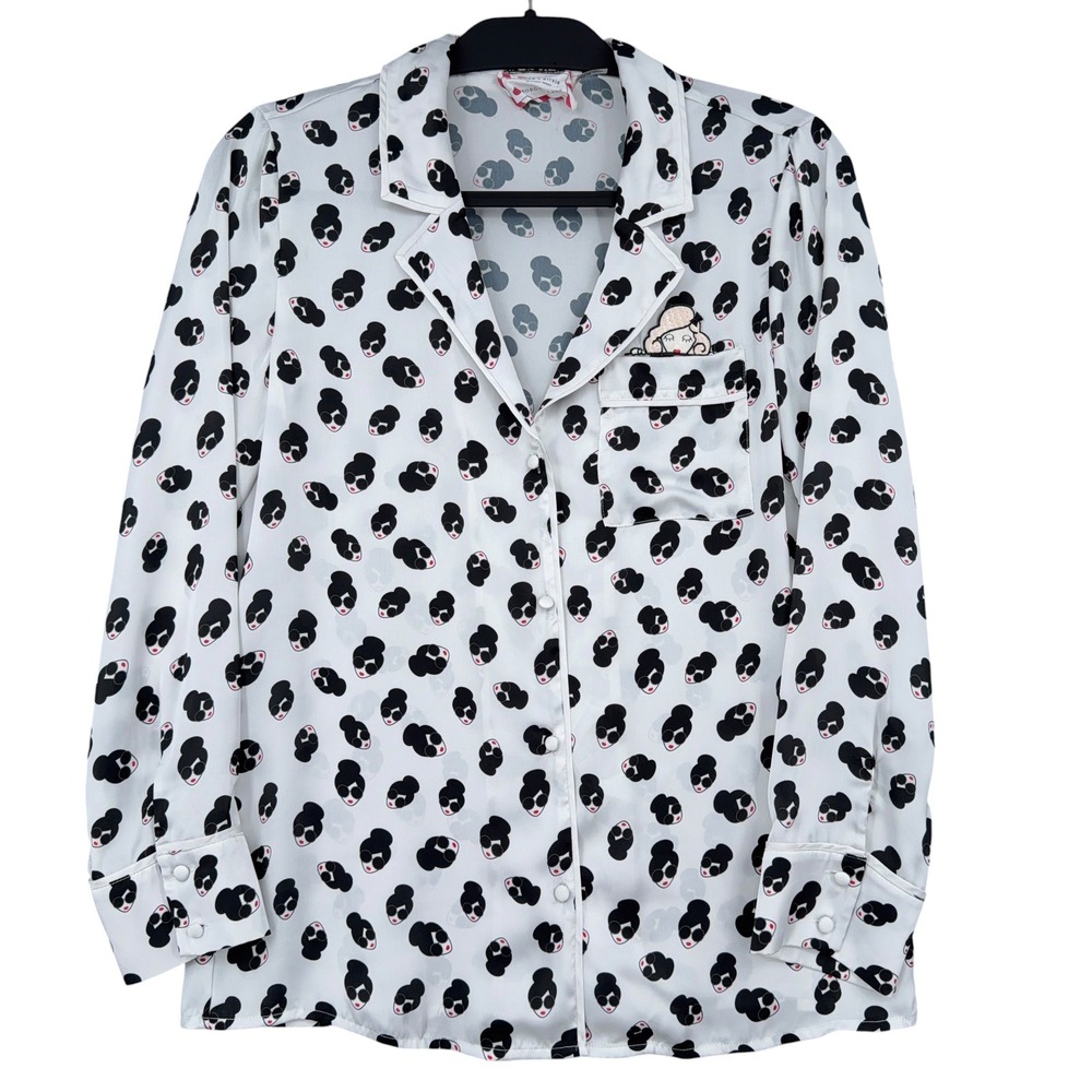 Alice + Olivia Morgan Lane Women XS Polyester Stacey Face Pajama Top White